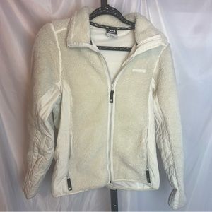 Predator Cream and White Fleece Sherpa Jacket, size Medium